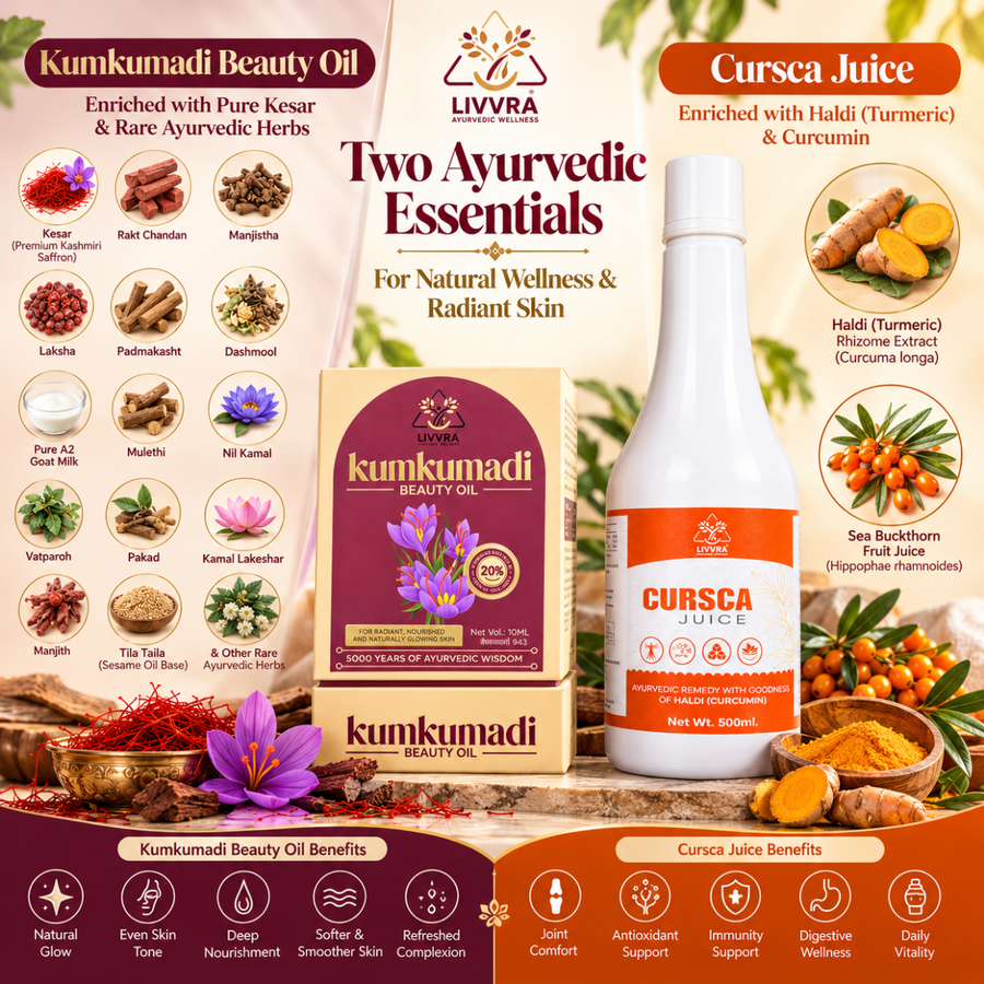 LIVVRA Kumkumadi Beauty Oil + Cursca Juice Combo