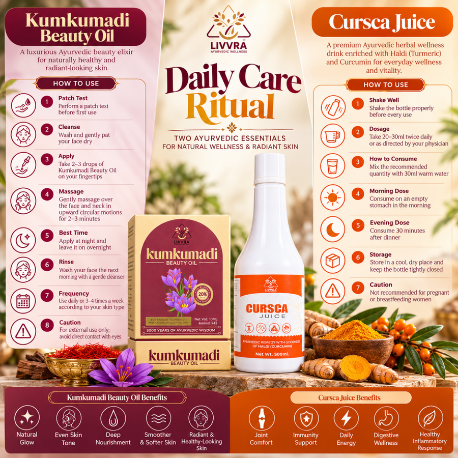 LIVVRA Kumkumadi Beauty Oil + Cursca Juice Combo