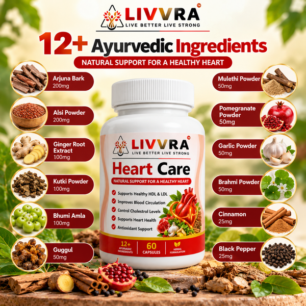 Livvra Heart Care – Herbal Ayurvedic Heart Support Capsules | 60 Capsules