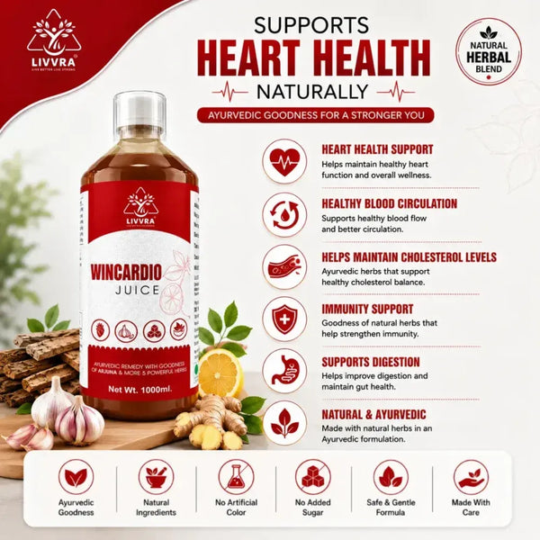 LIVVRA Wincardio Juice – Arjuna Ayurvedic Heart Wellness Drink (1000ml)