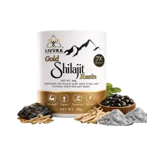 LIVVRA Gold Shilajit Resin – 75% Fulvic Acid | With Swarn Bhasma (20g)
