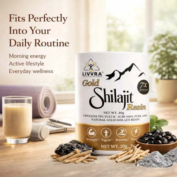 LIVVRA Gold Shilajit Resin – 75% Fulvic Acid | With Swarn Bhasma (20g)