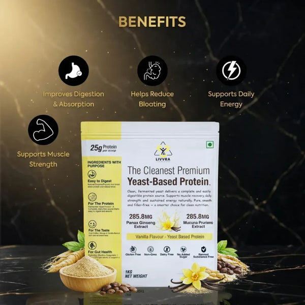 LIVVRA Yeast-Based Protein – Vanilla Flavour (1kg)