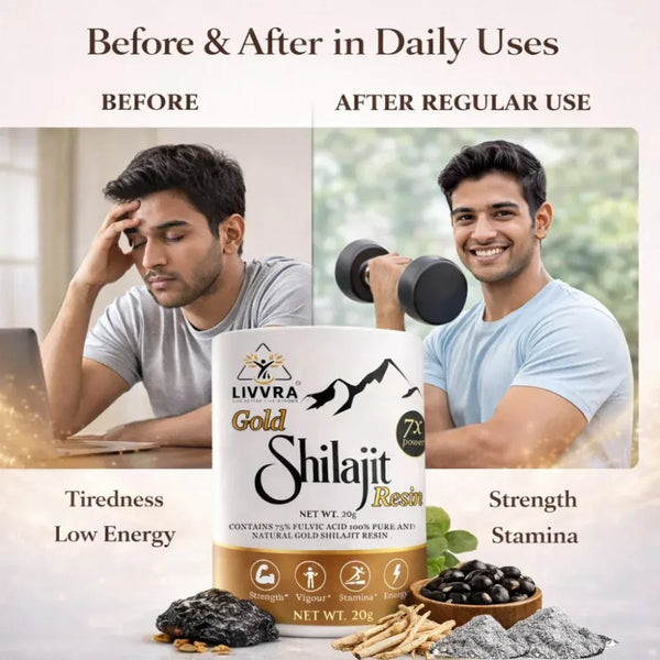 LIVVRA Gold Shilajit Resin – 75% Fulvic Acid | With Swarn Bhasma (20g)