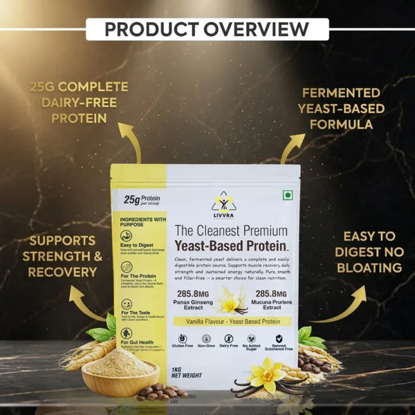 LIVVRA Yeast-Based Protein – Vanilla Flavour (1kg)