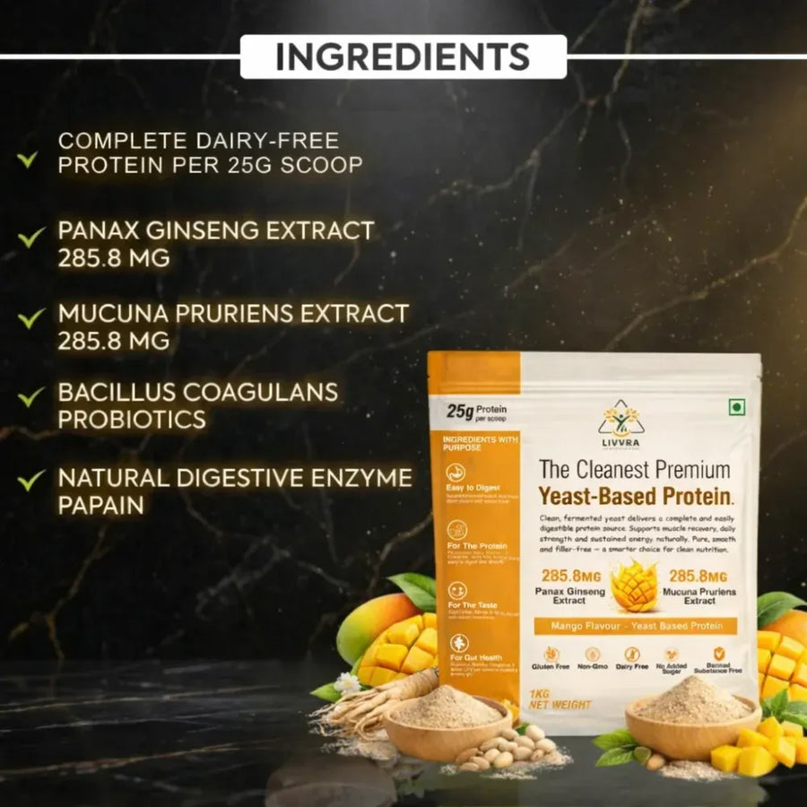 LIVVRA Yeast-Based Protein – Mango Flavour (1kg)