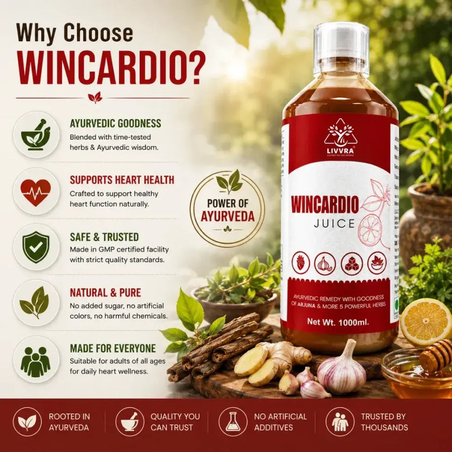 LIVVRA Wincardio Juice – Arjuna Ayurvedic Heart Wellness Drink (1000ml)