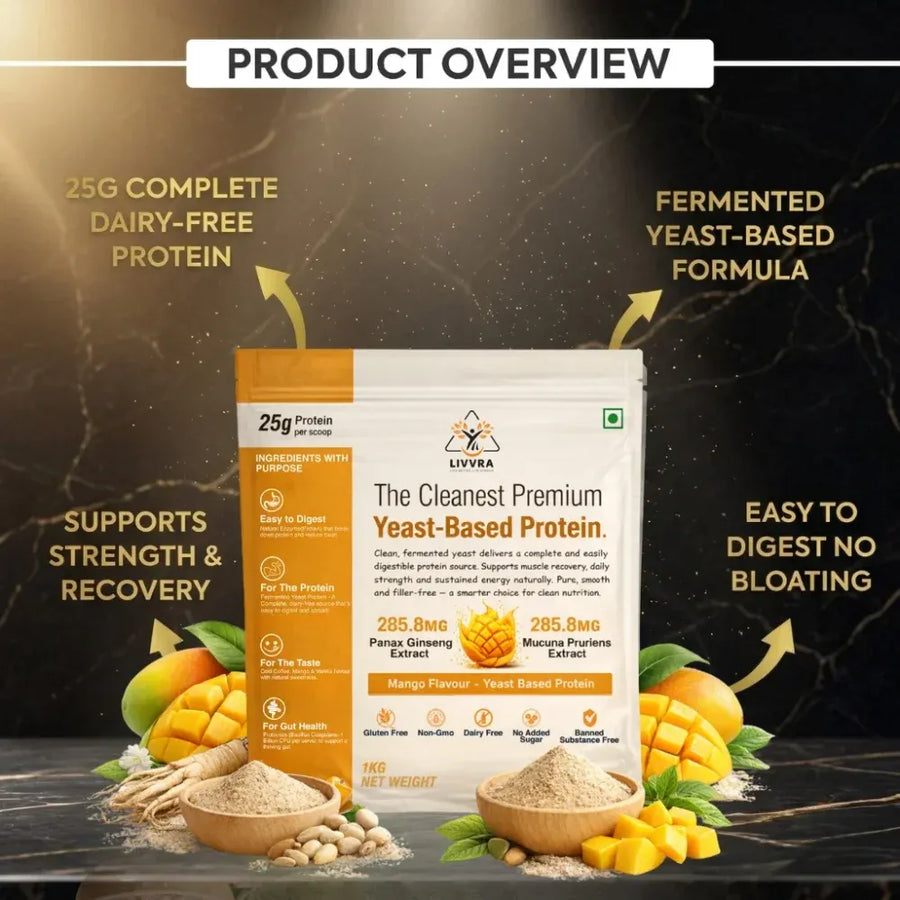 LIVVRA Yeast-Based Protein – Mango Flavour (1kg)